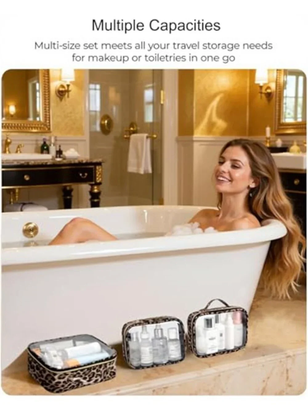 3 Pack Clear Toiletry Bag for Women TSA Approved Organizer for Travel Size